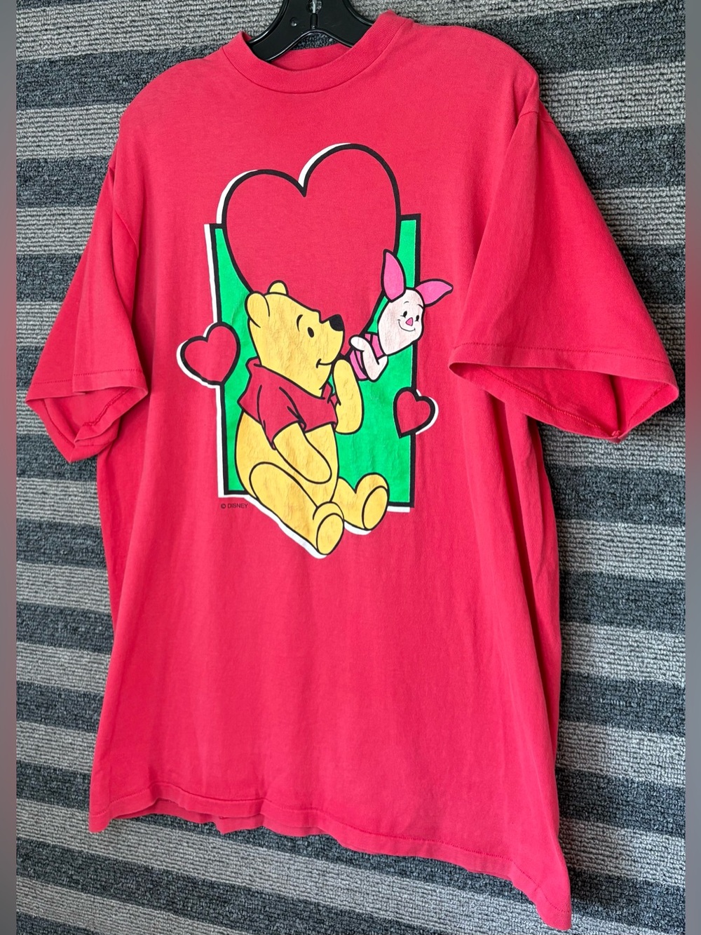Vintage 80’s Disney Winnie the Pooh & Piglet Oversized Red T-Shirt Dress OSFA